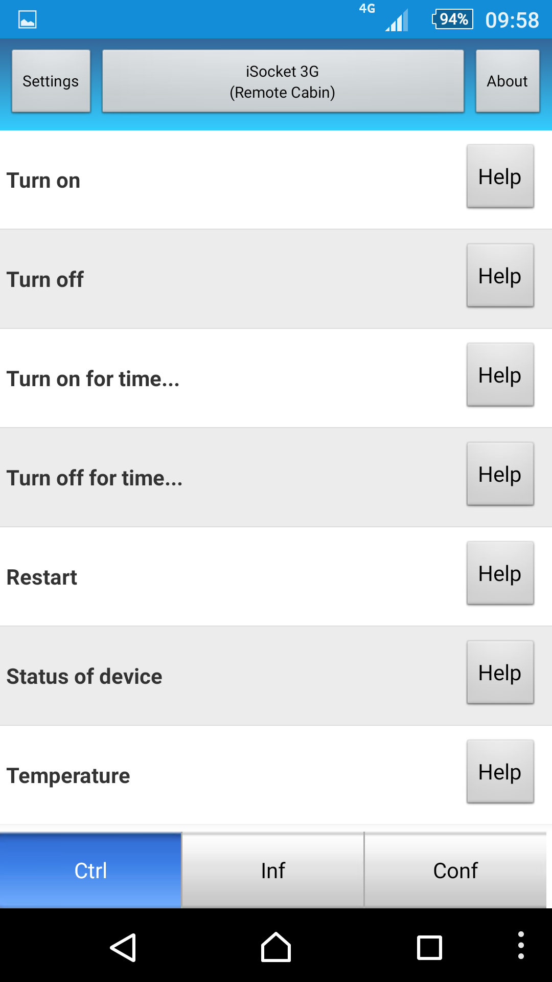 iSocket app turn on, turn off appliance remotely control tab