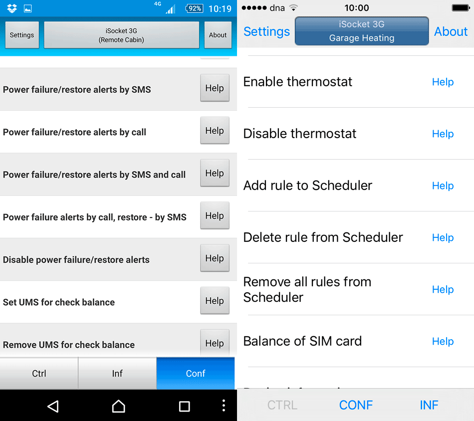 iSocket Smart Plug SMS Manager Android