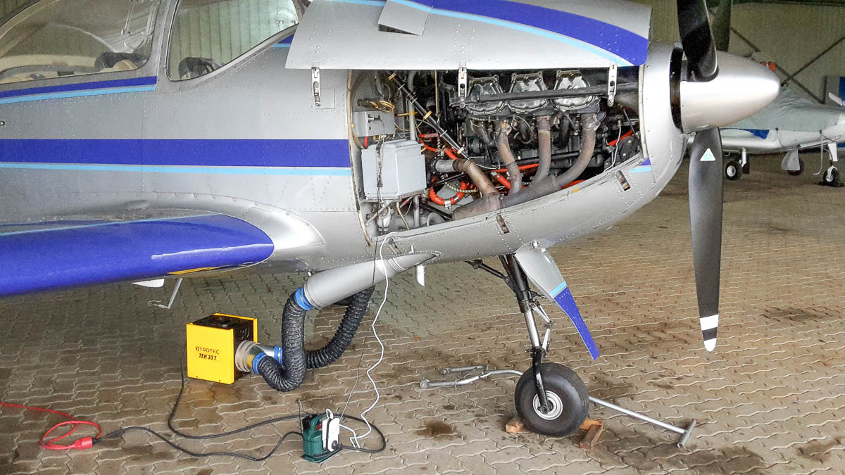 Preheater is used to heat the engine with reverse airflow