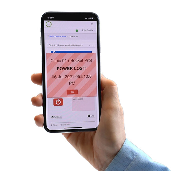 Power Lost! message on the mobile phone in the iSocket App (EU)